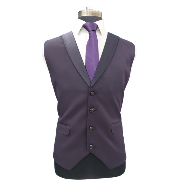 Baza Purple Shawl Collar Vest Coat