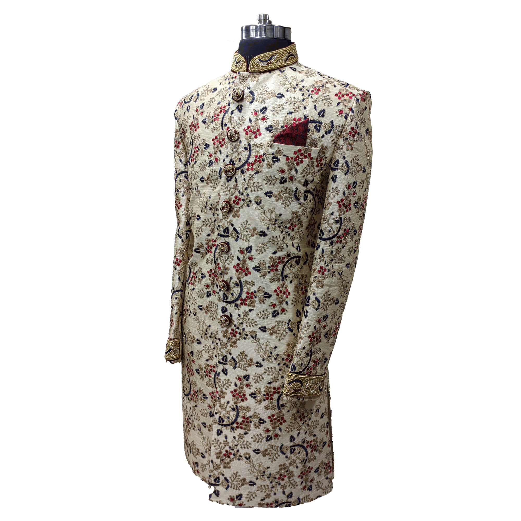 floral embroidery hand worked sherwani